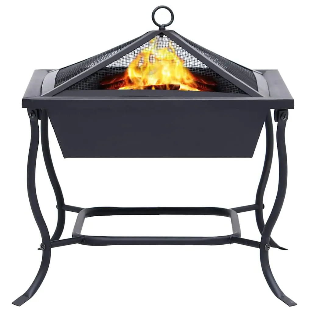 Fire Pit Black Garden Patio Heater Outdoor Wood Burner Steel Bowl Backyard Decor