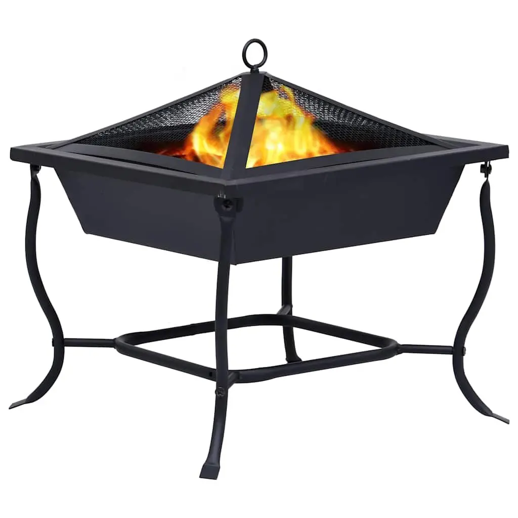 Fire Pit Black Garden Patio Heater Outdoor Wood Burner Steel Bowl Backyard Decor