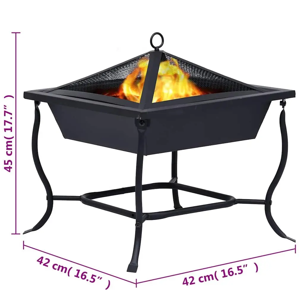 Fire Pit Black Garden Patio Heater Outdoor Wood Burner Steel Bowl Backyard Decor