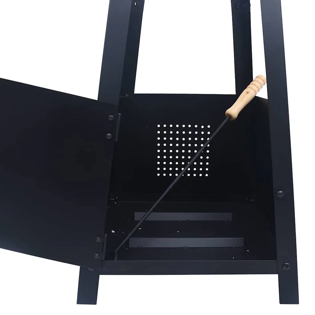 Fire Pit Pyramid Black Steel Bowl Outdoor Heater 35 x 35 x 99 cm