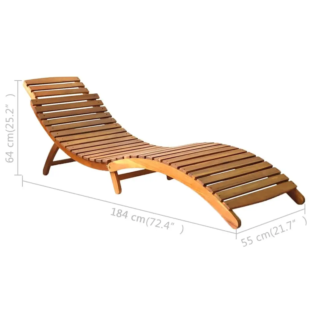 Acacia Wood Folding Garden Lounge Chair Brown Outdoor Sun Lounger