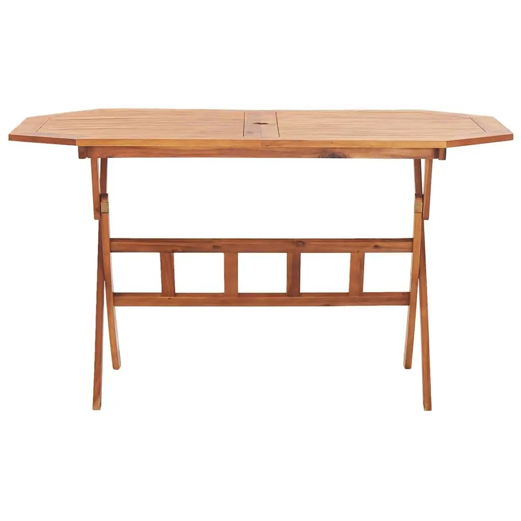 Folding Garden Table Outdoor Dining Furniture Solid Acacia Wood Brown 135 x 85 x 75 cm