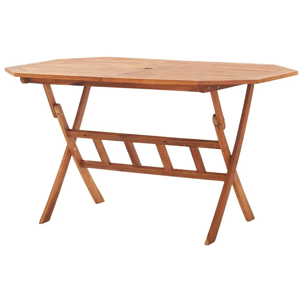 Folding Garden Table Outdoor Dining Furniture Solid Acacia Wood Brown 135 x 85 x 75 cm