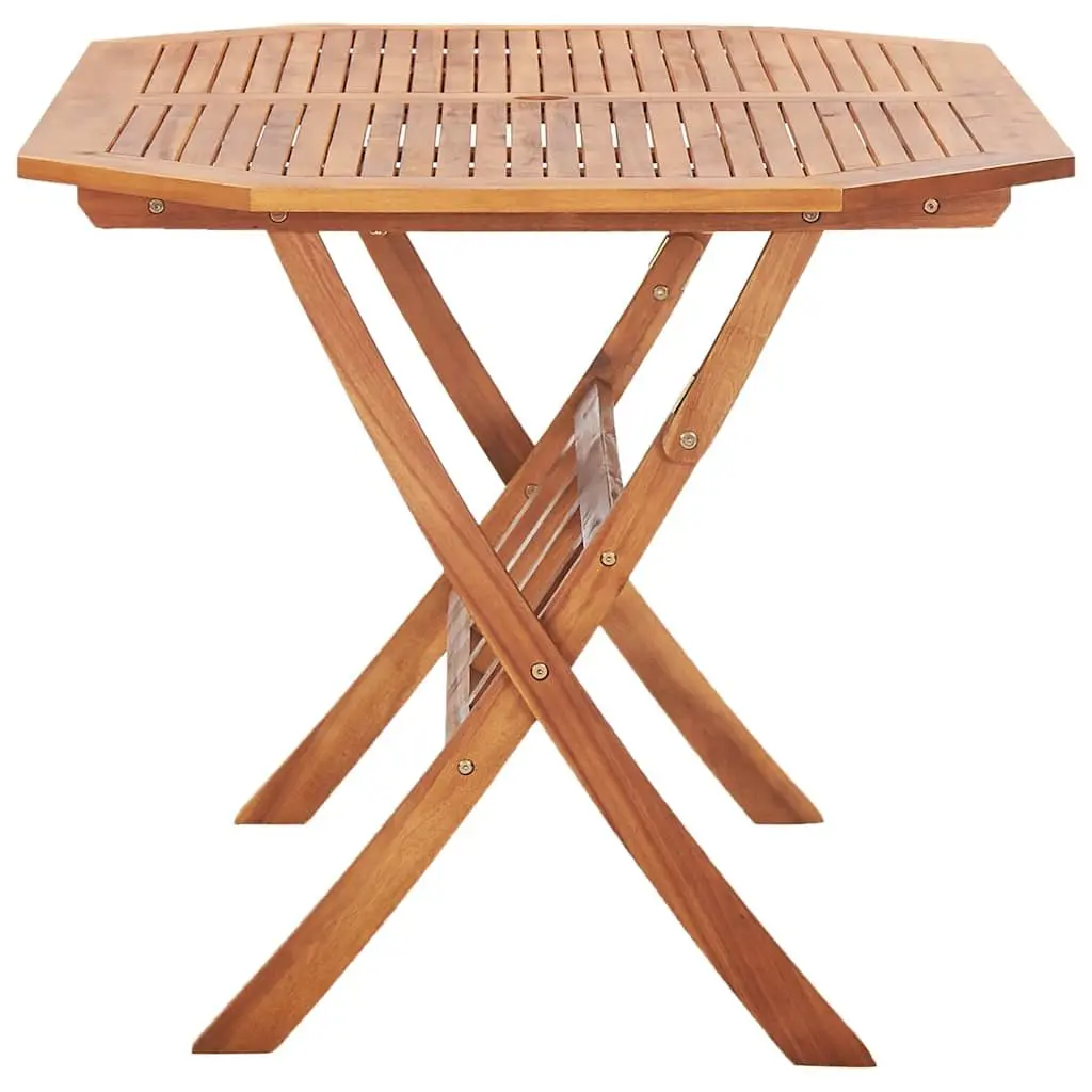 Folding Garden Table Outdoor Dining Furniture Solid Acacia Wood Brown 135 x 85 x 75 cm