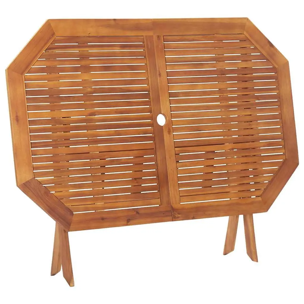 Folding Garden Table Outdoor Dining Furniture Solid Acacia Wood Brown 135 x 85 x 75 cm