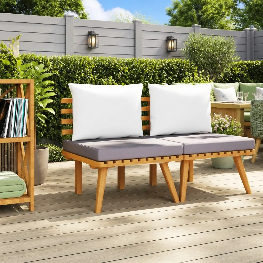 Outdoor Garden Chair Solid Acacia Wood with Cushions Brown