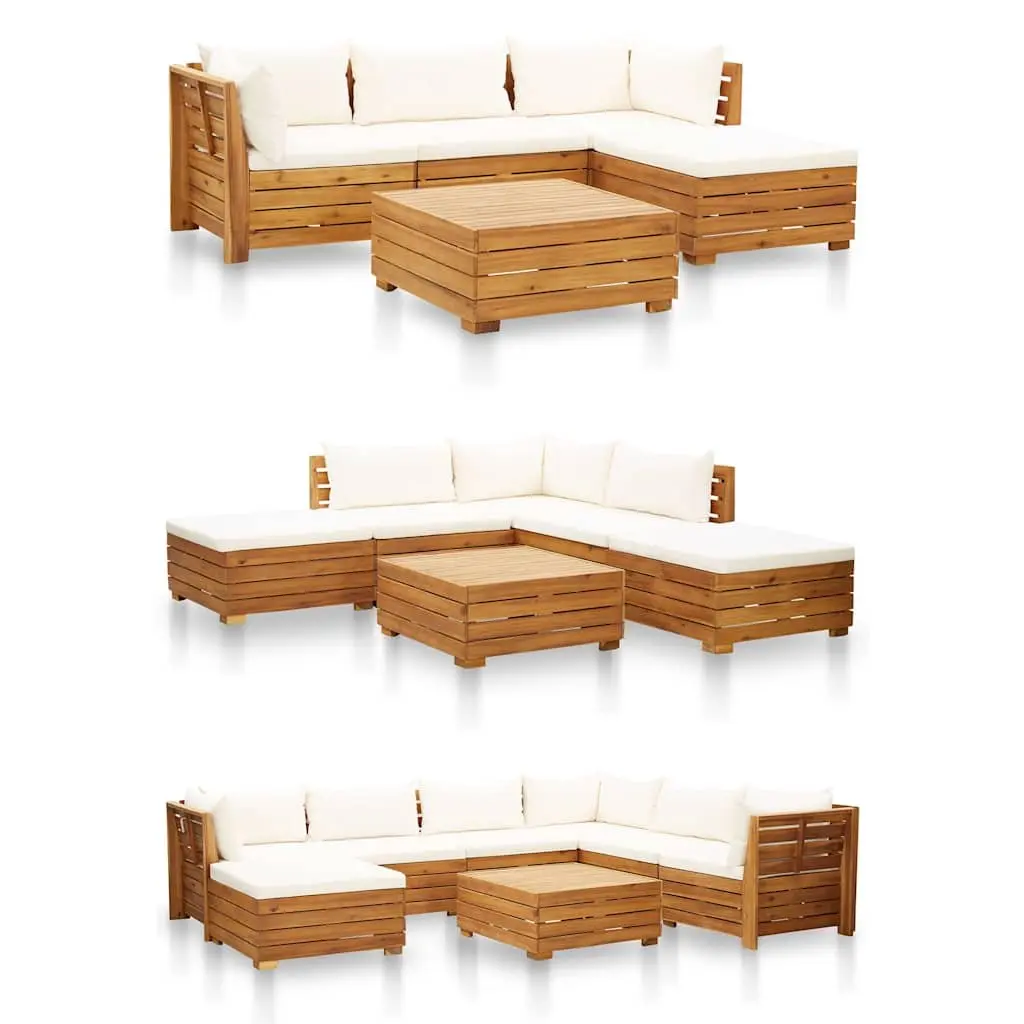Outdoor Sectional Footrest with Cushion Solid Wood Brown