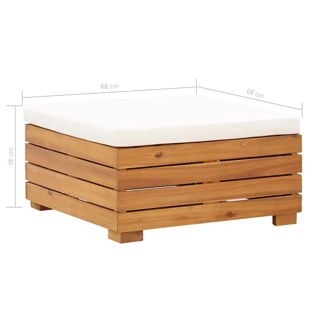 Outdoor Sectional Footrest with Cushion Solid Wood Brown