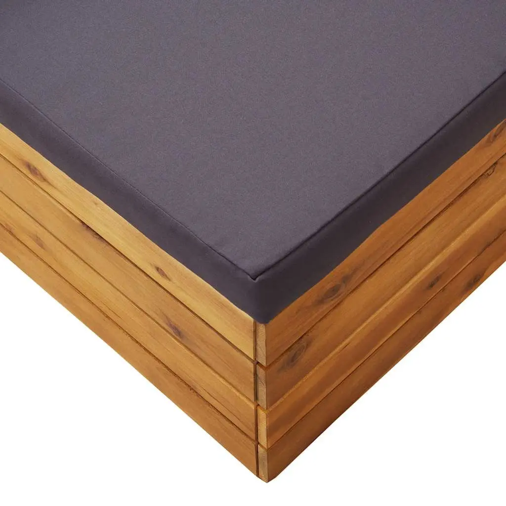 Outdoor Sectional Footrest with Cushion Solid Wood Garden Seating Modular