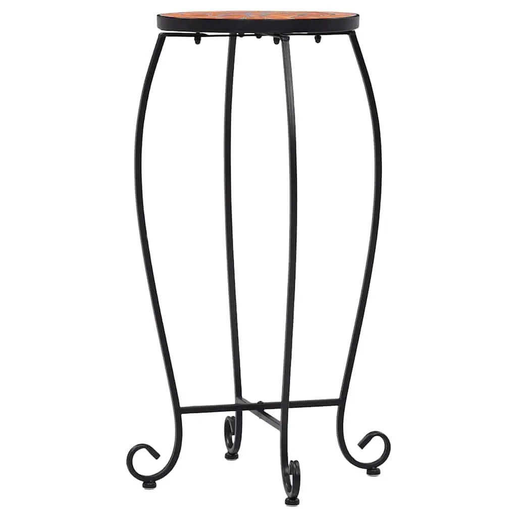 Mosaic Plant Stand Table Set 3 Piece Ceramic Top Garden Outdoor Patio Decor Brown