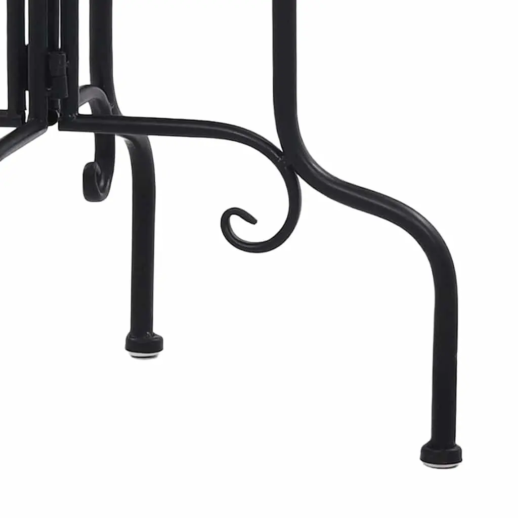 Mosaic Side Table Weatherproof Black White Ceramic Outdoor Garden Plant Stand Curved Legs