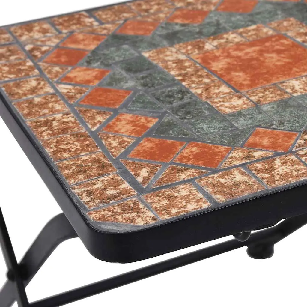 Mosaic Bistro Chairs Set for Outdoor Garden Patio Seating Waterproof Ceramic Seats Iron Frame Orange Grey