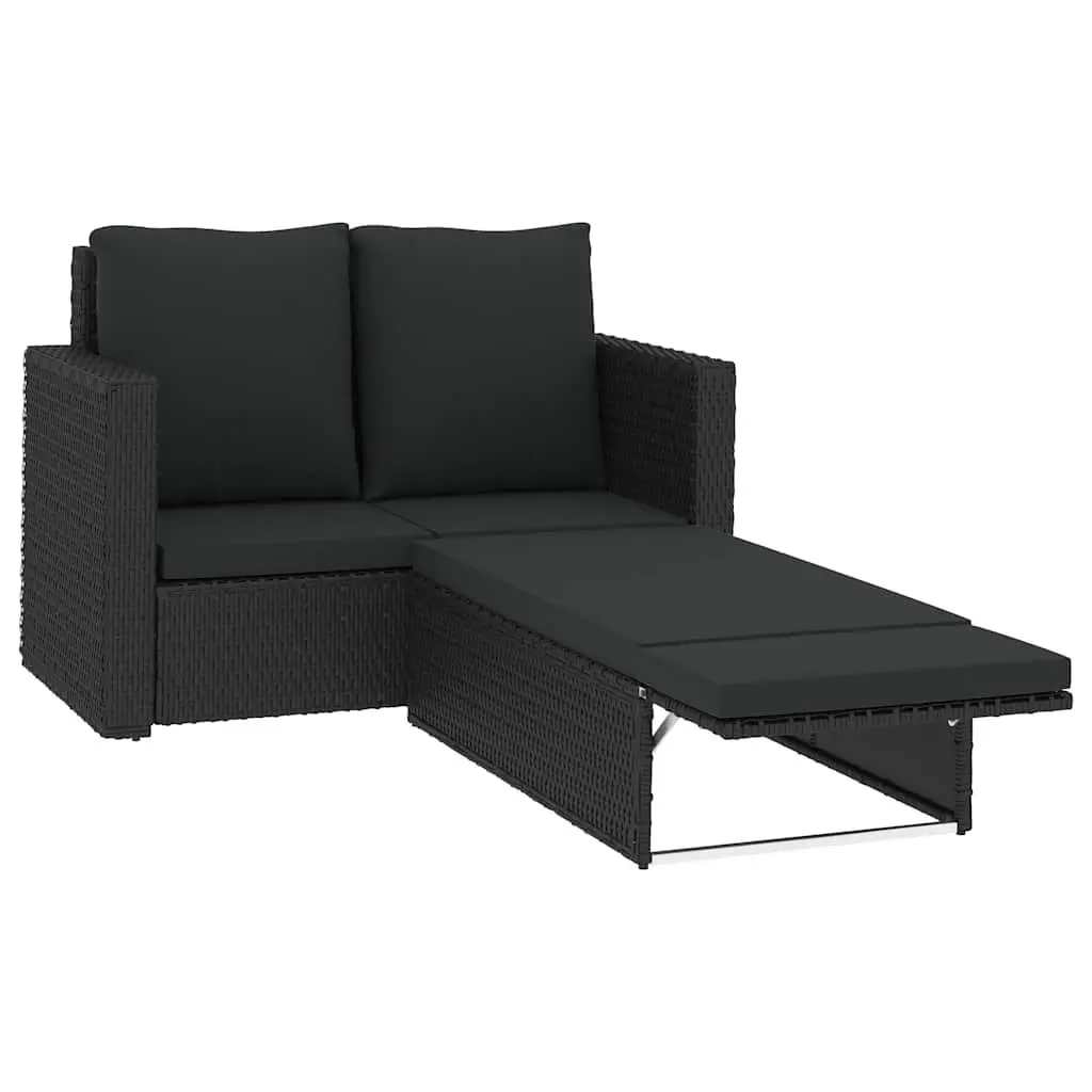 2 Piece Garden Lounge Set Weather-Resistant PE Rattan Sofa Stool with Cushions