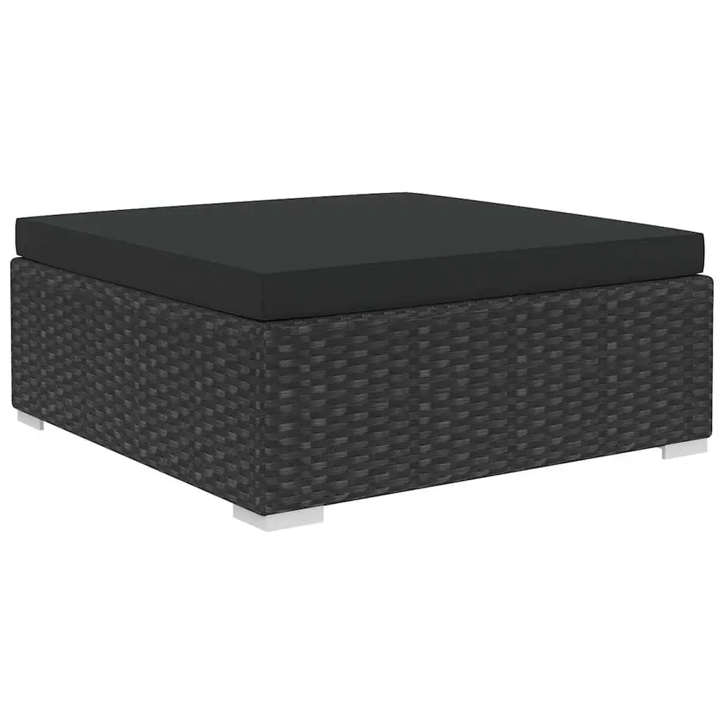 Patio Furniture Set 8 Piece Black Poly Rattan Sofa with Cushions for Outdoor Garden and Deck