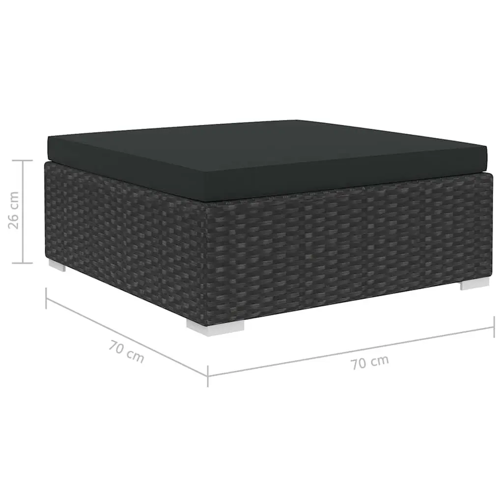 Patio Furniture Set 8 Piece Black Poly Rattan Sofa with Cushions for Outdoor Garden and Deck