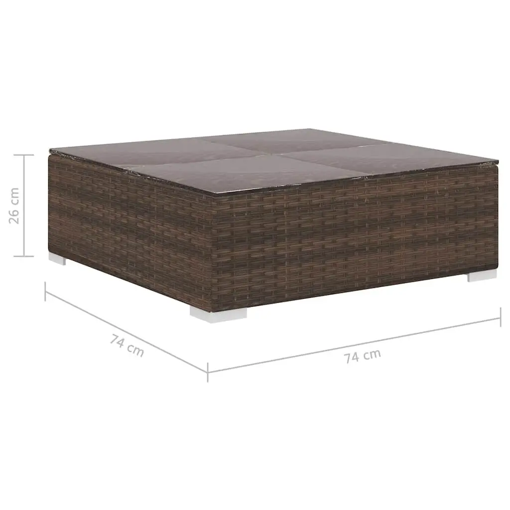 4 Piece Outdoor Garden Lounge Set with Cushions PE Rattan Brown Patio Furniture