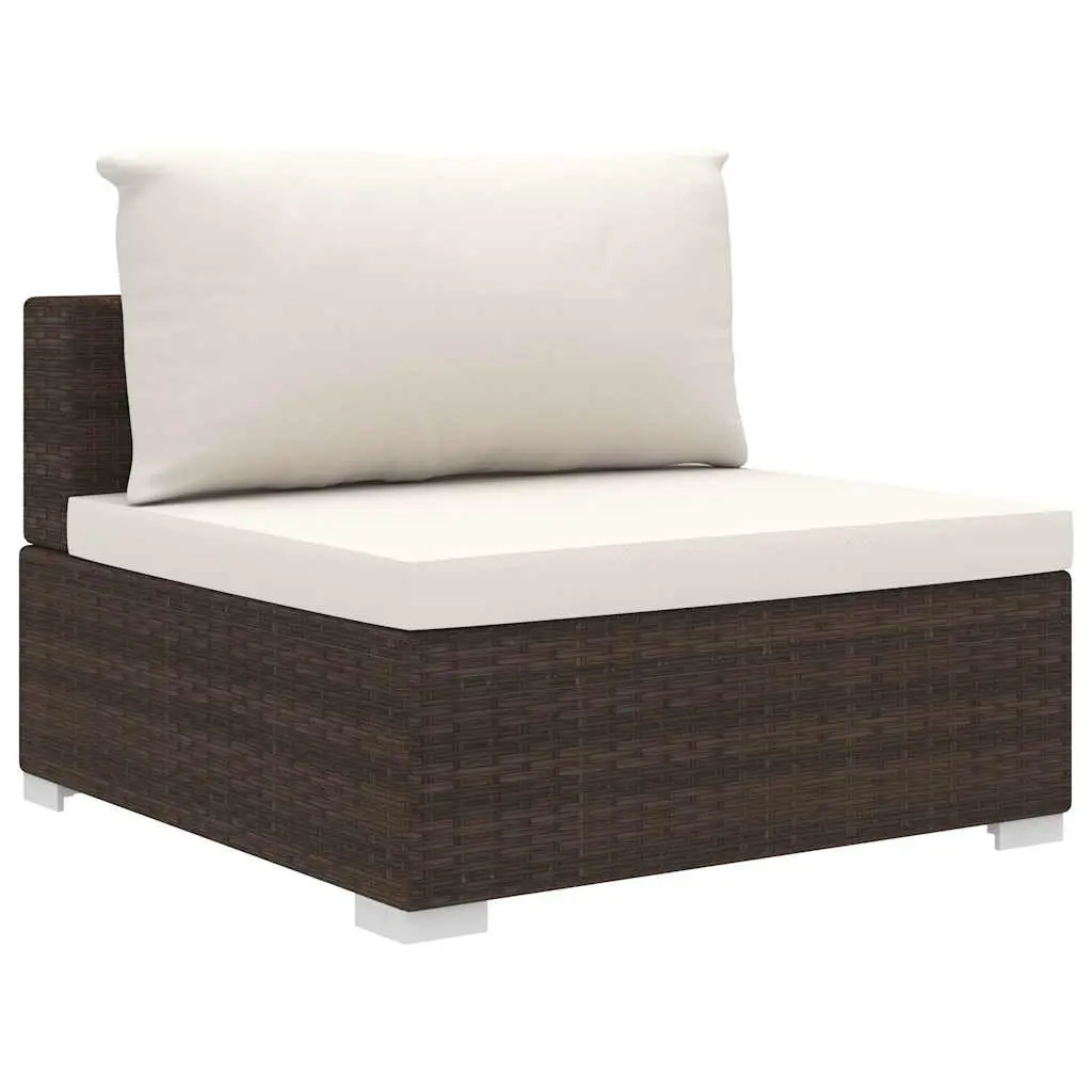 4 Piece Outdoor Garden Lounge Set with Cushions PE Rattan Brown Patio Furniture
