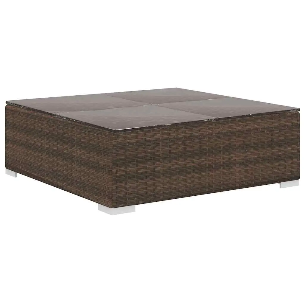 4 Piece Outdoor Garden Lounge Set with Cushions PE Rattan Brown Patio Furniture