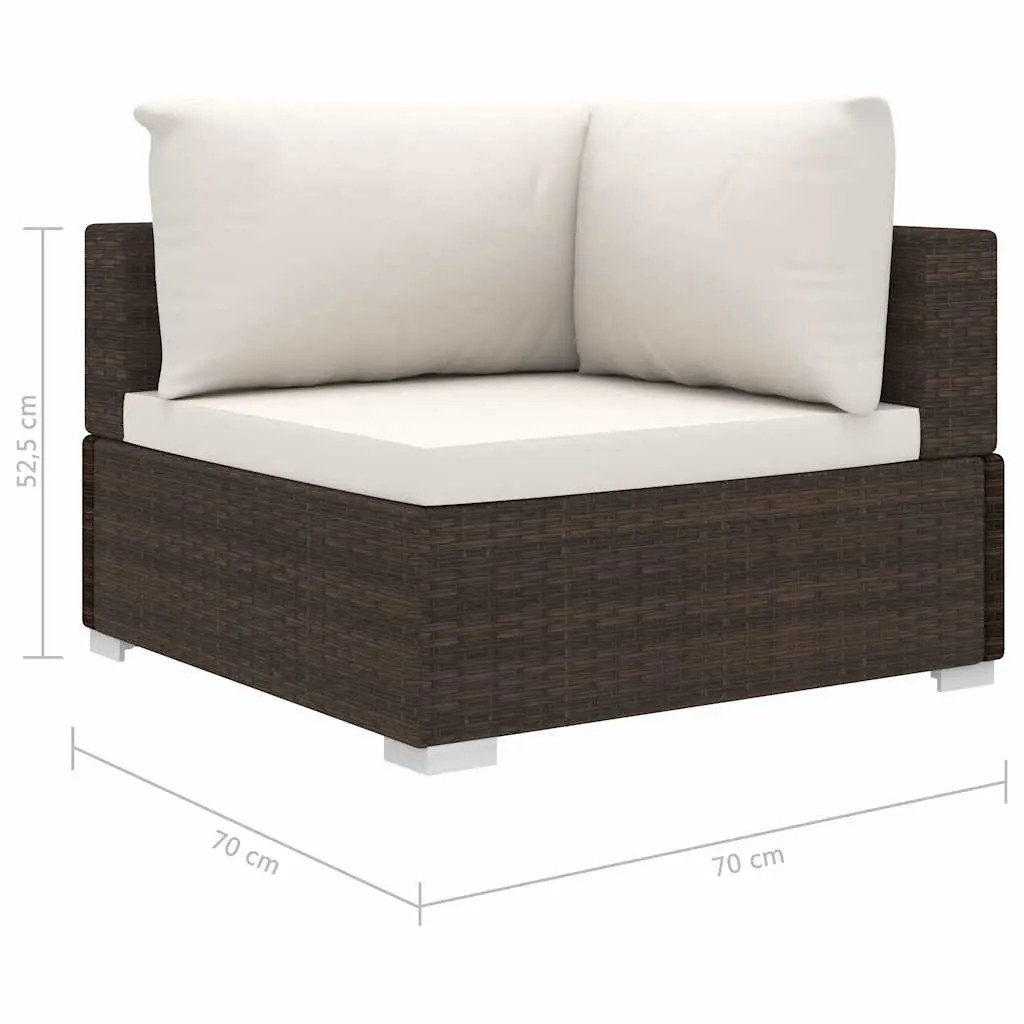 4 Piece Outdoor Garden Lounge Set with Cushions PE Rattan Brown Patio Furniture