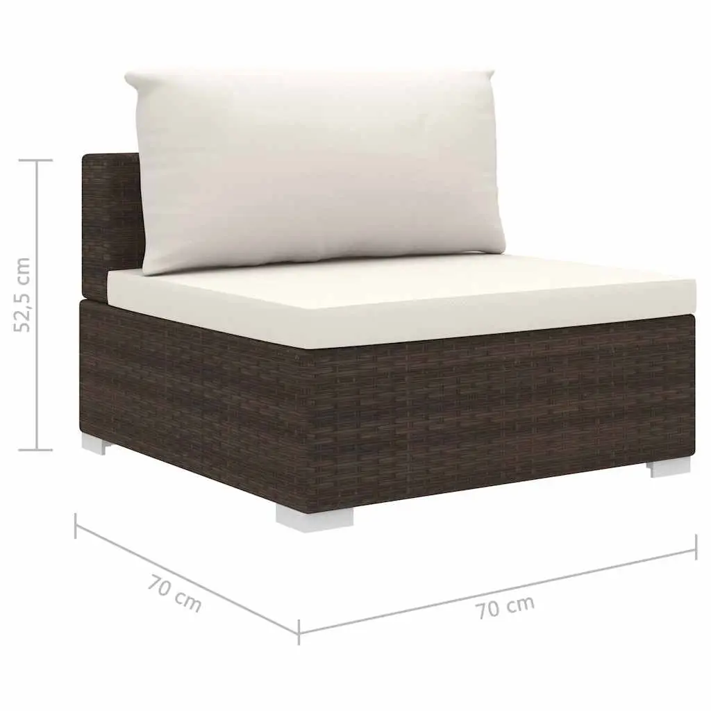 4 Piece Outdoor Garden Lounge Set with Cushions PE Rattan Brown Patio Furniture