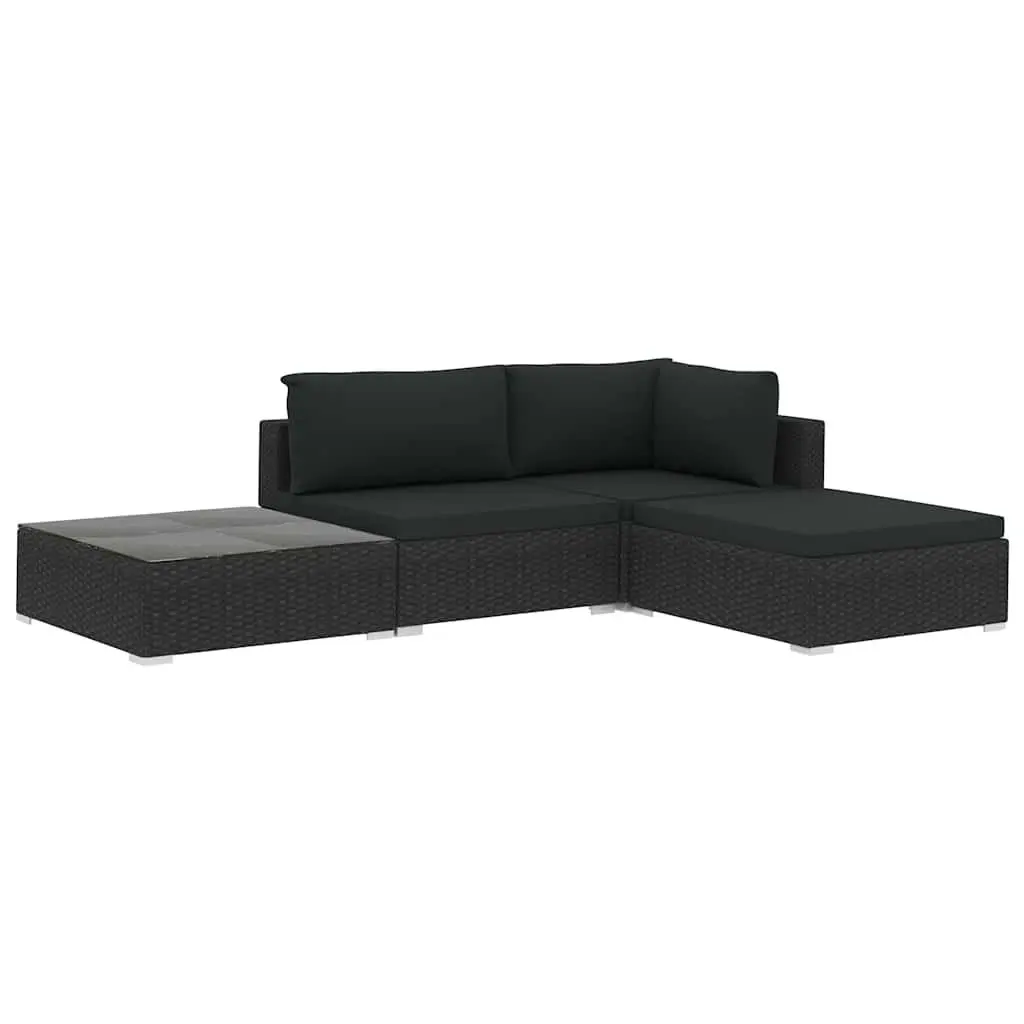 4 Piece Outdoor Lounge Set Weather Resistant Rattan Patio with Cushions