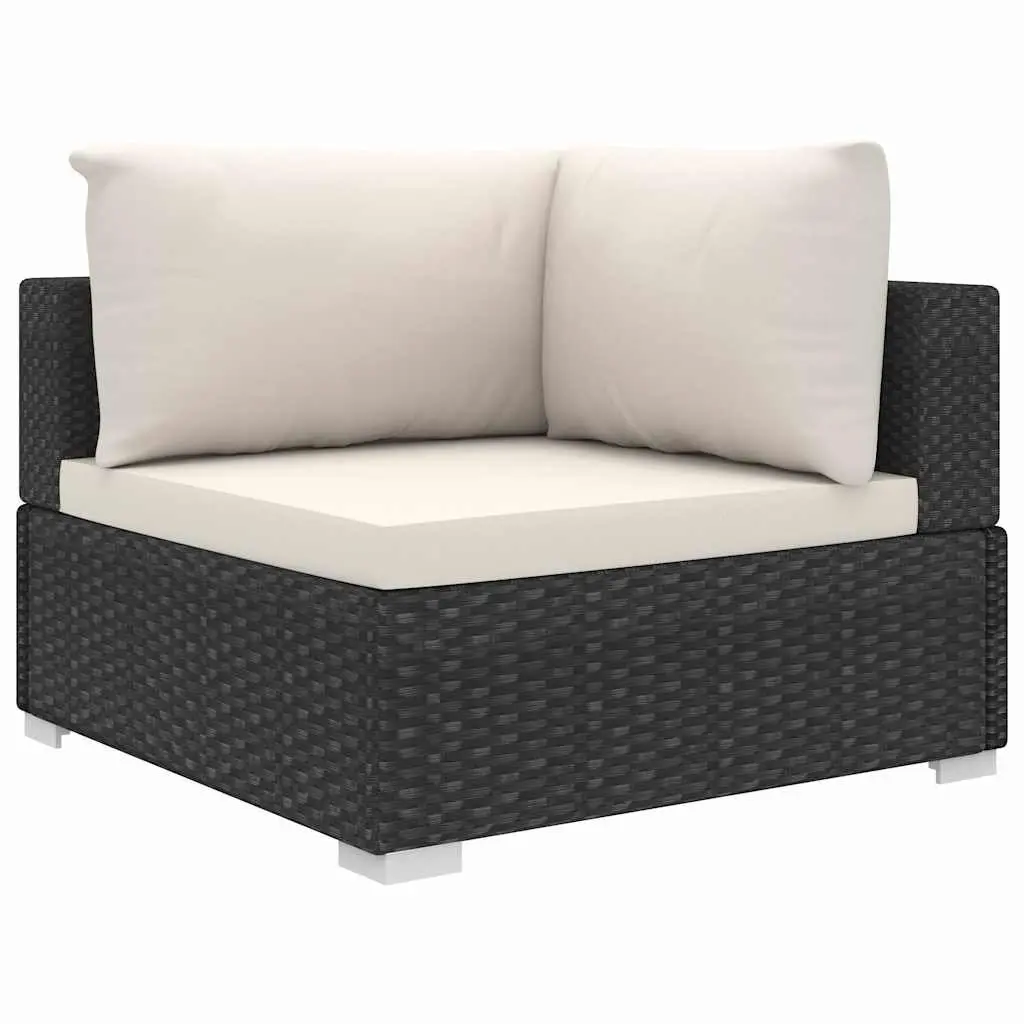 5 Piece Garden Lounge Set Outdoor Patio Sofa with Cushions Weather-Resistant Poly Rattan Black