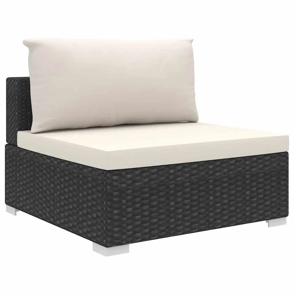 5 Piece Garden Lounge Set Outdoor Patio Sofa with Cushions Weather-Resistant Poly Rattan Black