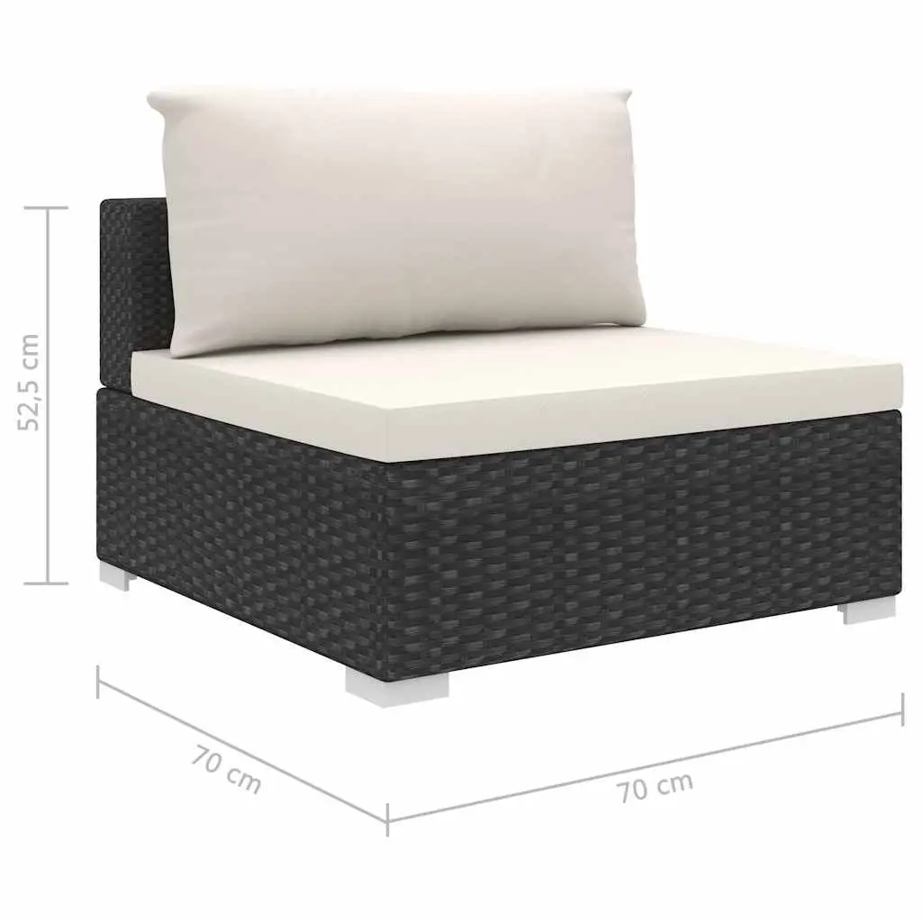 5 Piece Garden Lounge Set Outdoor Patio Sofa with Cushions Weather-Resistant Poly Rattan Black