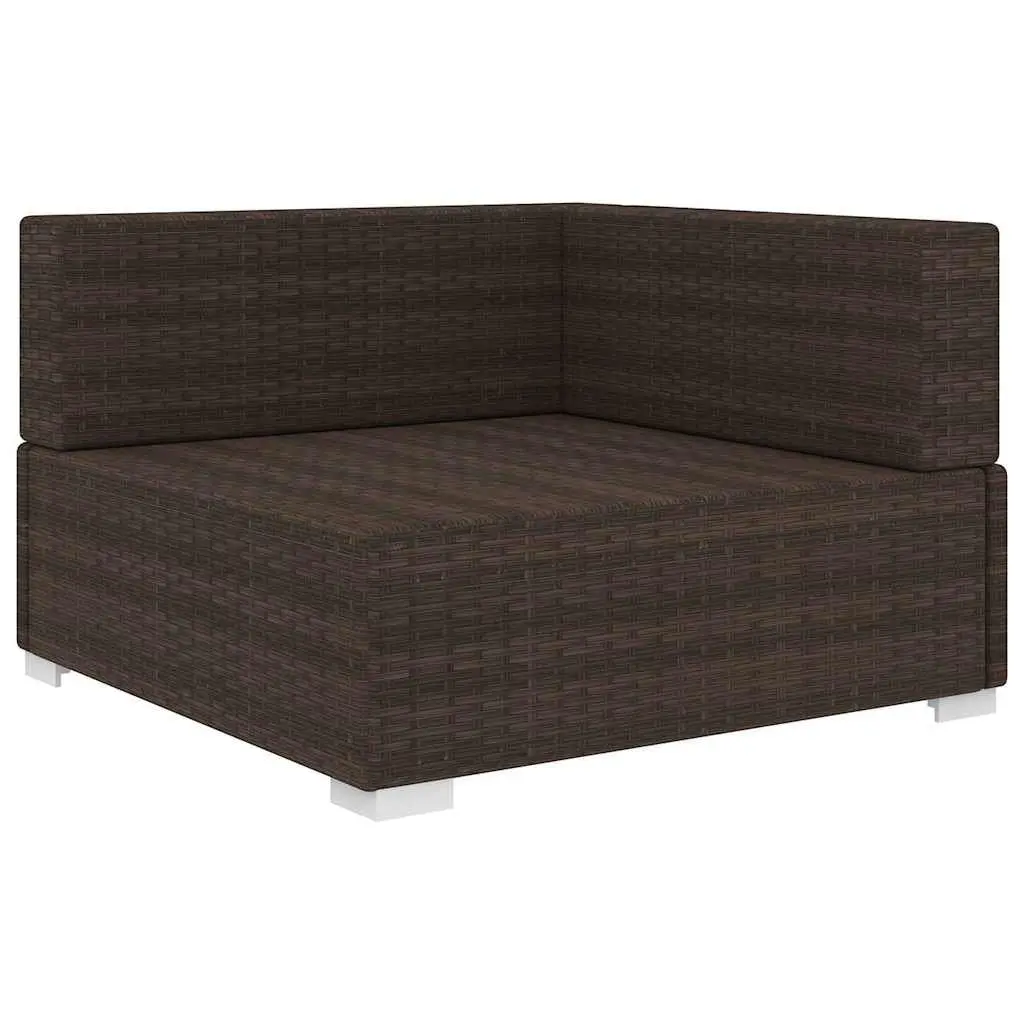 Outdoor Sectional Corner Chair with Cushions PE Rattan Garden Seating Unit Brown