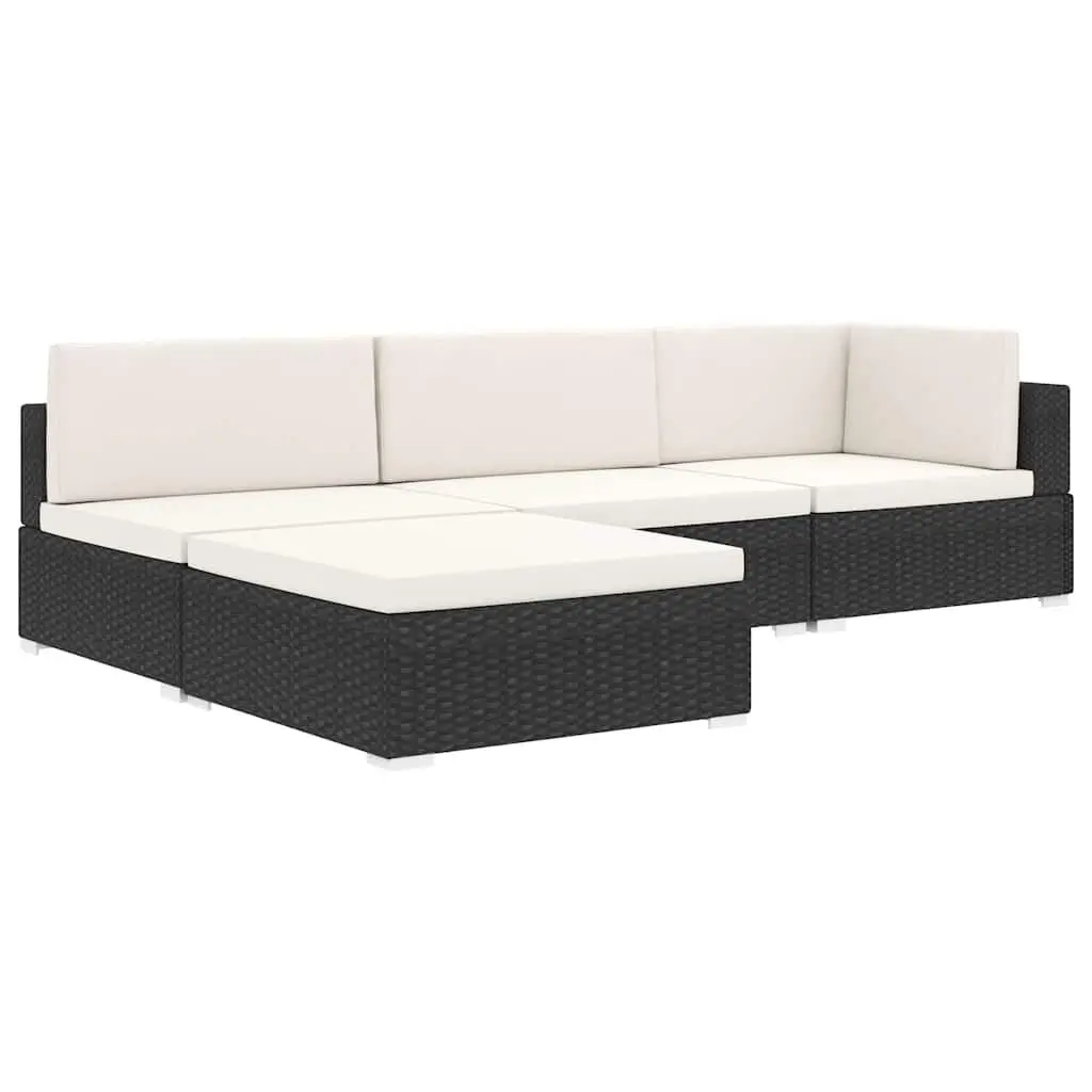 Outdoor Sectional Corner Chair with Cushions PE Rattan Garden Seating Unit Brown