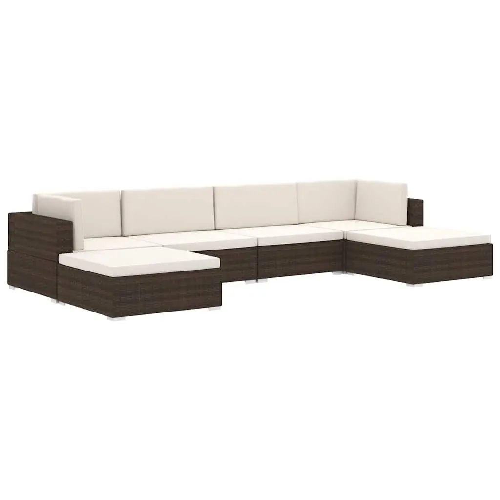 Outdoor Sectional Corner Chair with Cushions PE Rattan Garden Seating Unit Brown