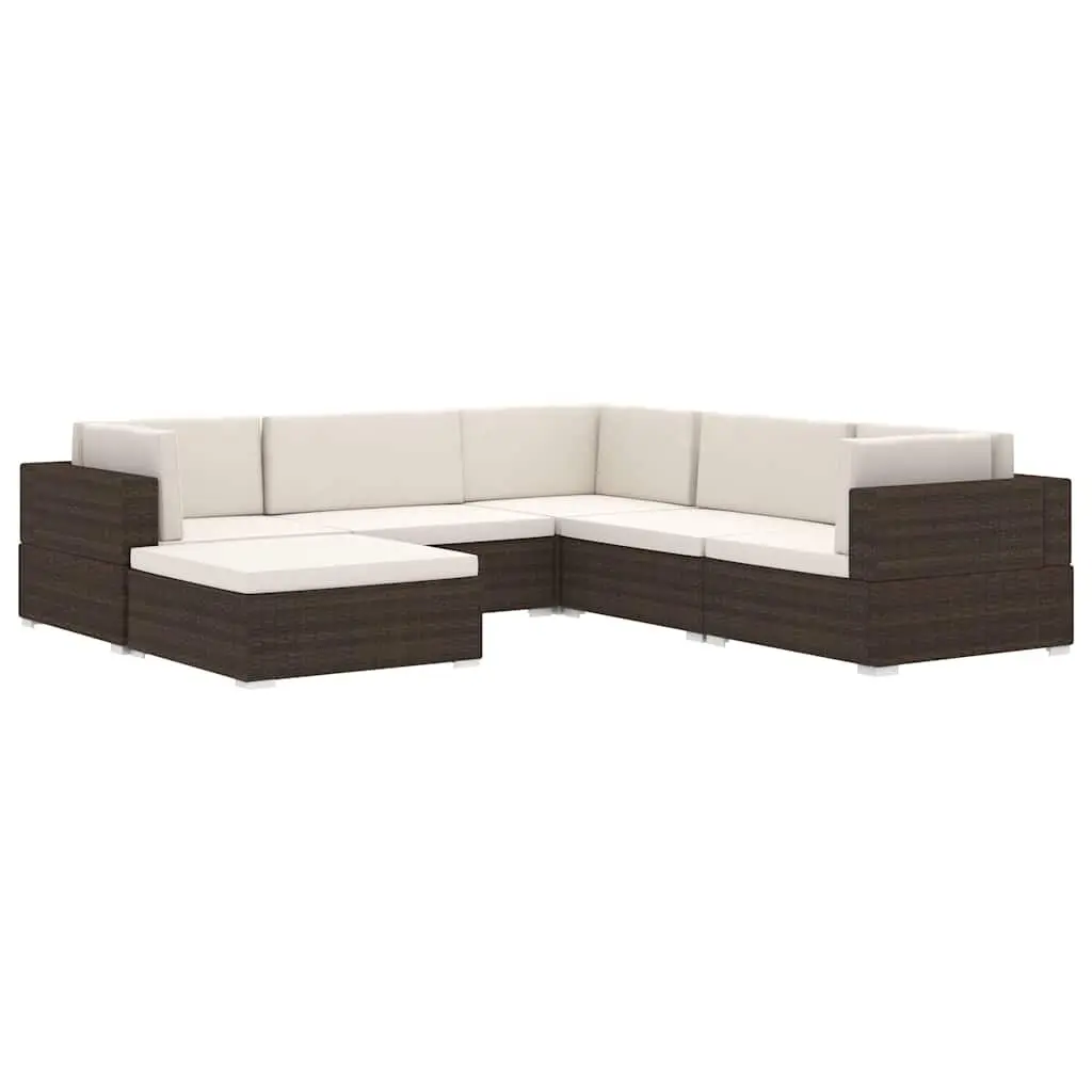 Outdoor Sectional Corner Chair with Cushions PE Rattan Garden Seating Unit Brown