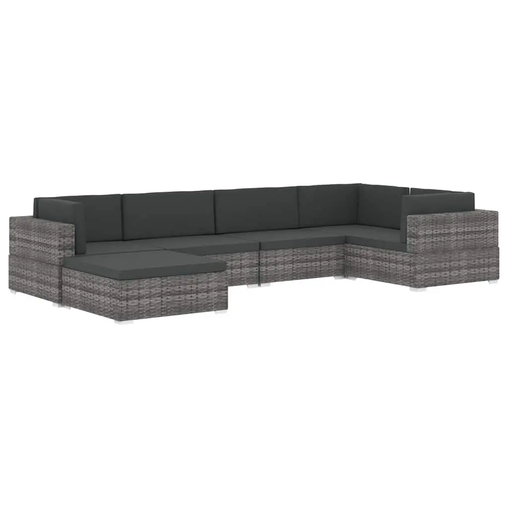 Outdoor Sectional Corner Chair with Cushions PE Rattan Garden Seating Unit Brown