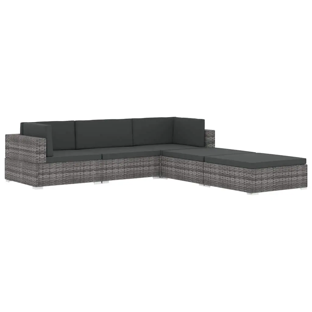 Outdoor Sectional Corner Chair with Cushions PE Rattan Garden Seating Unit Brown