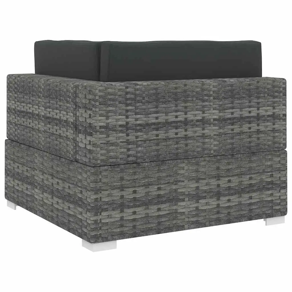 Outdoor Sectional Corner Chair Weather-Resistant PE Rattan Garden Seating Grey