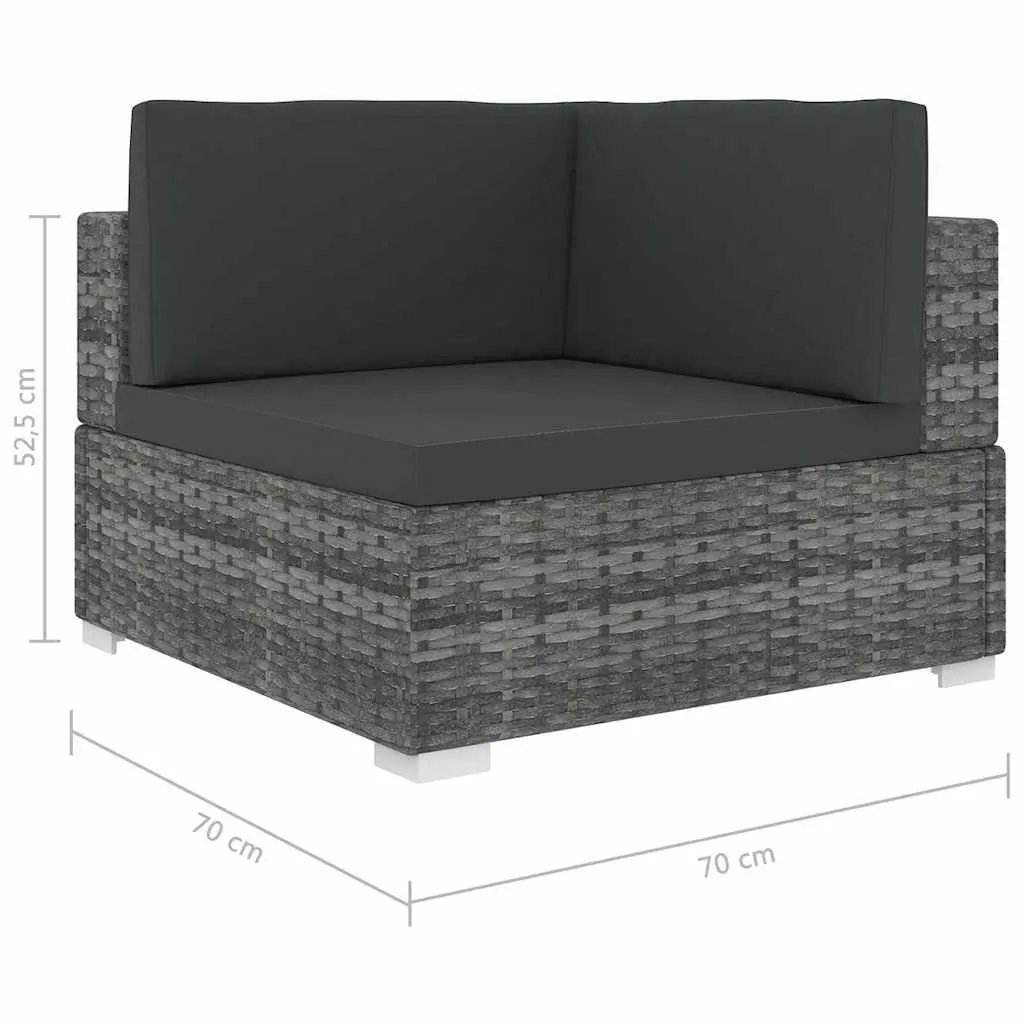 Outdoor Sectional Corner Chair Weather-Resistant PE Rattan Garden Seating Grey