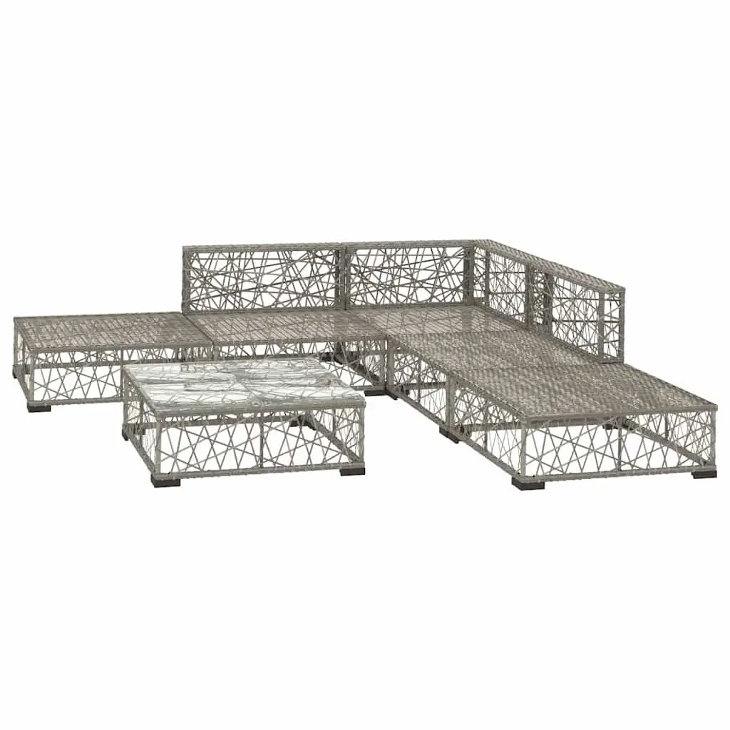 6 Piece Outdoor Sofa Set with Cushions Weather-Resistant PE Rattan Grey Patio