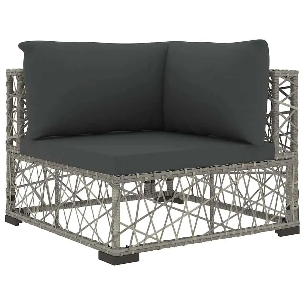 6 Piece Outdoor Sofa Set with Cushions Weather-Resistant PE Rattan Grey Patio