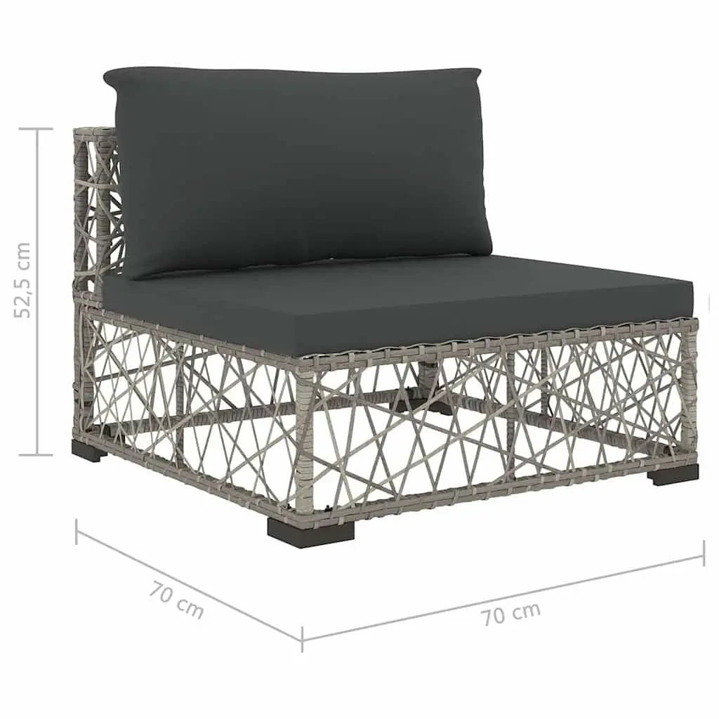 6 Piece Outdoor Sofa Set with Cushions Weather-Resistant PE Rattan Grey Patio