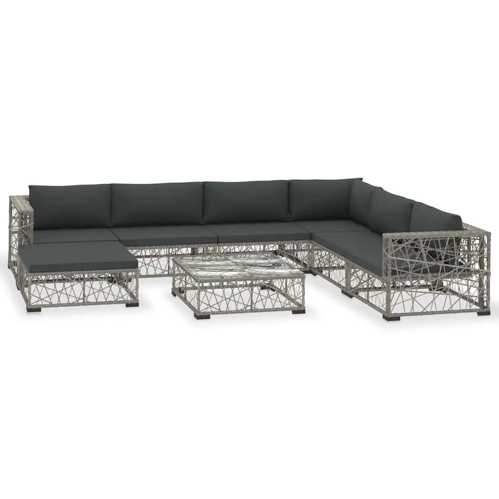 Garden Lounge Set Modular Outdoor Sofa 8 Piece Grey Patio Furniture