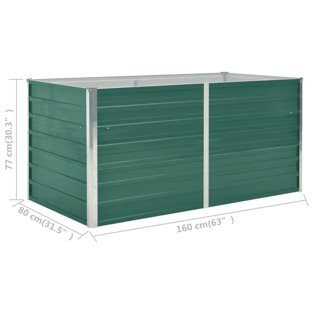Raised Garden Bed Galvanised Steel Green 160x80x77cm Outdoor Planter Box