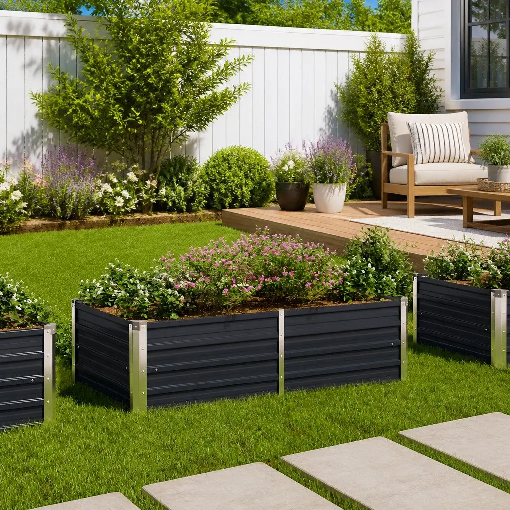 Raised Garden Bed Rectangular Anthracite 160x80x45 cm Steel Construction