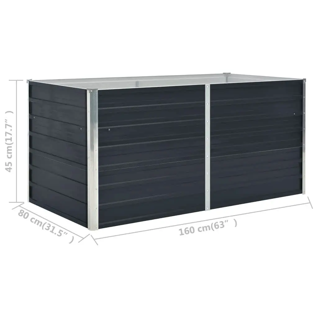 Raised Garden Bed Rectangular Anthracite 160x80x45 cm Steel Construction