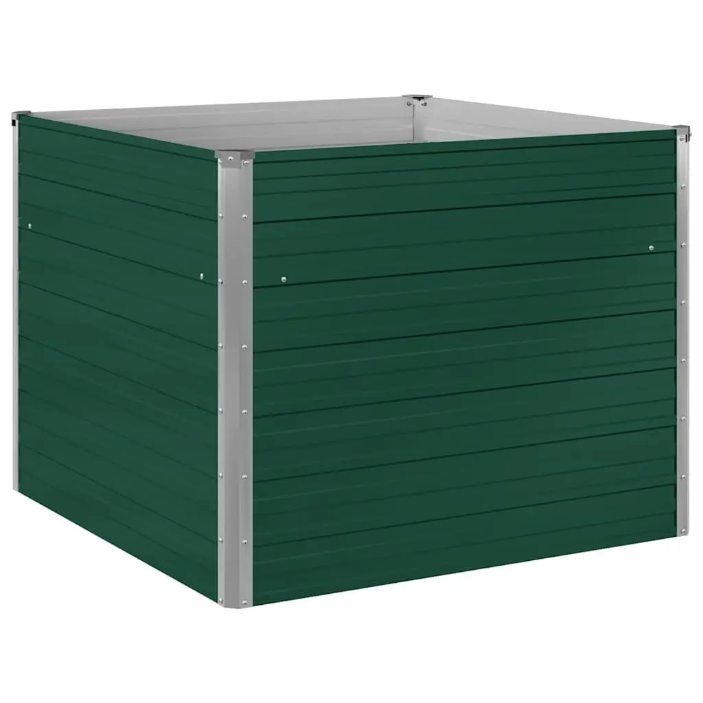 Galvanised Steel Raised Garden Bed Green Open Bottom 100x100x77 cm