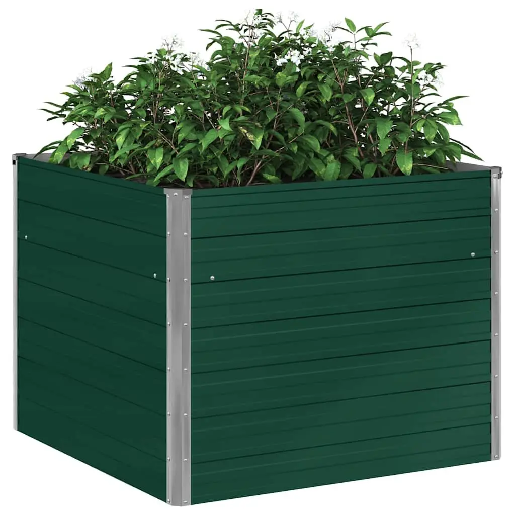 Galvanised Steel Raised Garden Bed Green Open Bottom 100x100x77 cm