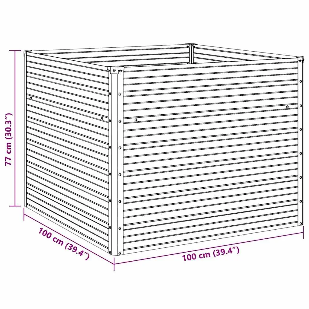 Galvanised Steel Raised Garden Bed Green Open Bottom 100x100x77 cm