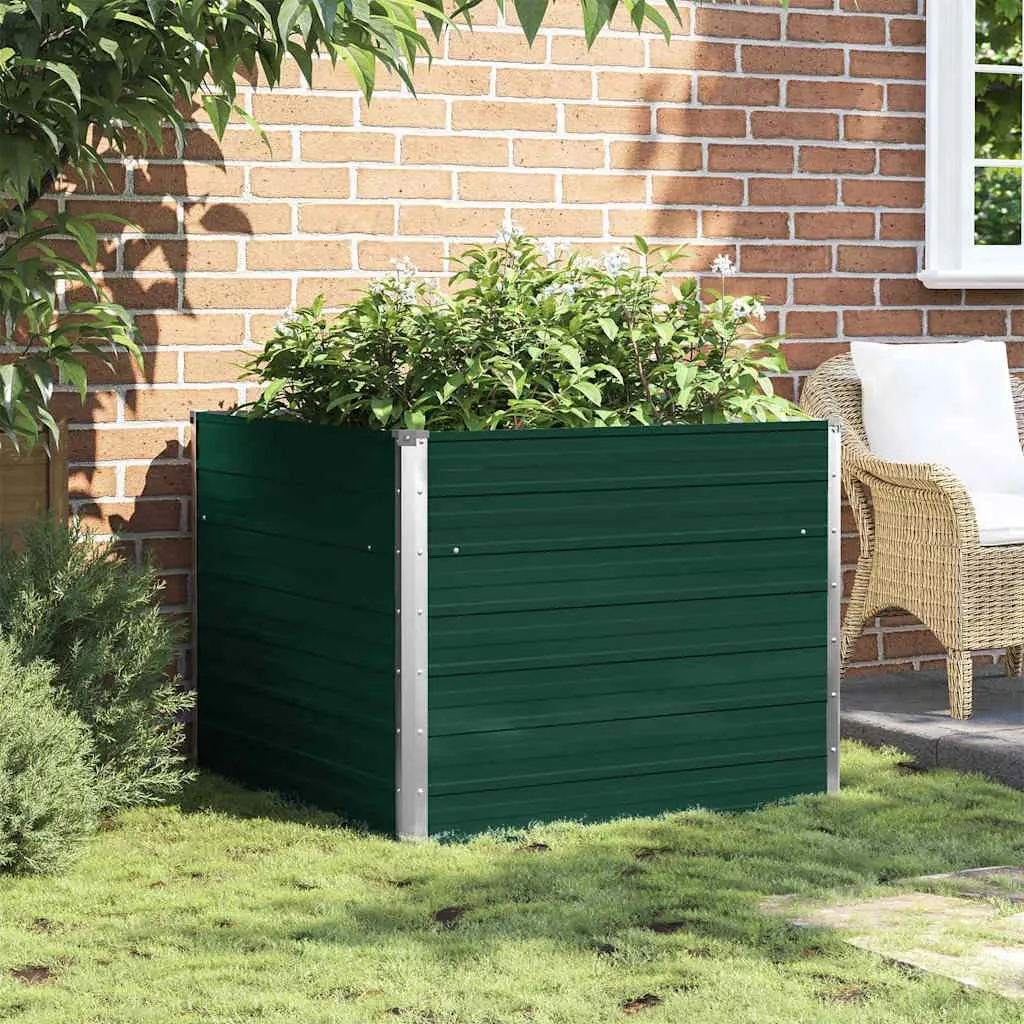 Galvanised Steel Raised Garden Bed Green Open Bottom 100x100x77 cm