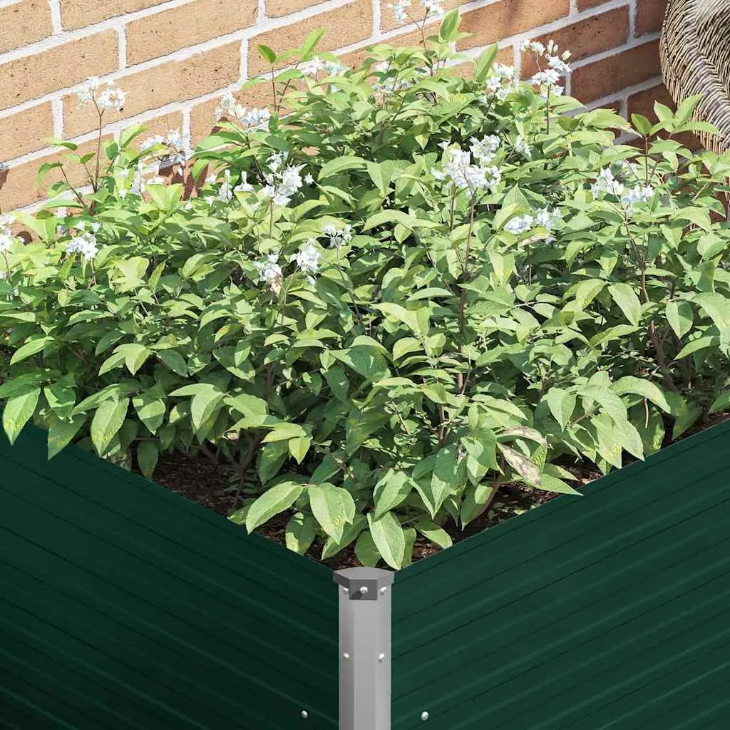 Galvanised Steel Raised Garden Bed Green Open Bottom 100x100x77 cm