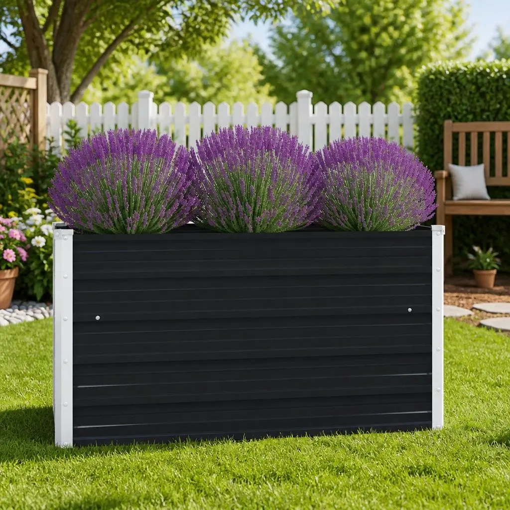 Raised Garden Bed Galvanised Steel Square Planter Box 100x100x45 cm