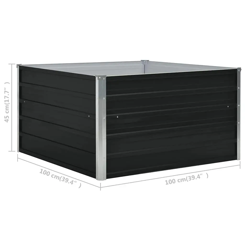 Raised Garden Bed Galvanised Steel Square Planter Box 100x100x45 cm